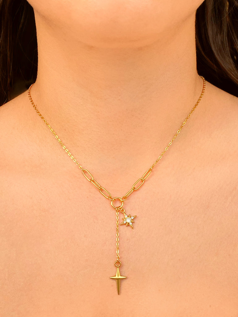 Collar Con Eslabones y Dijes Estrellas