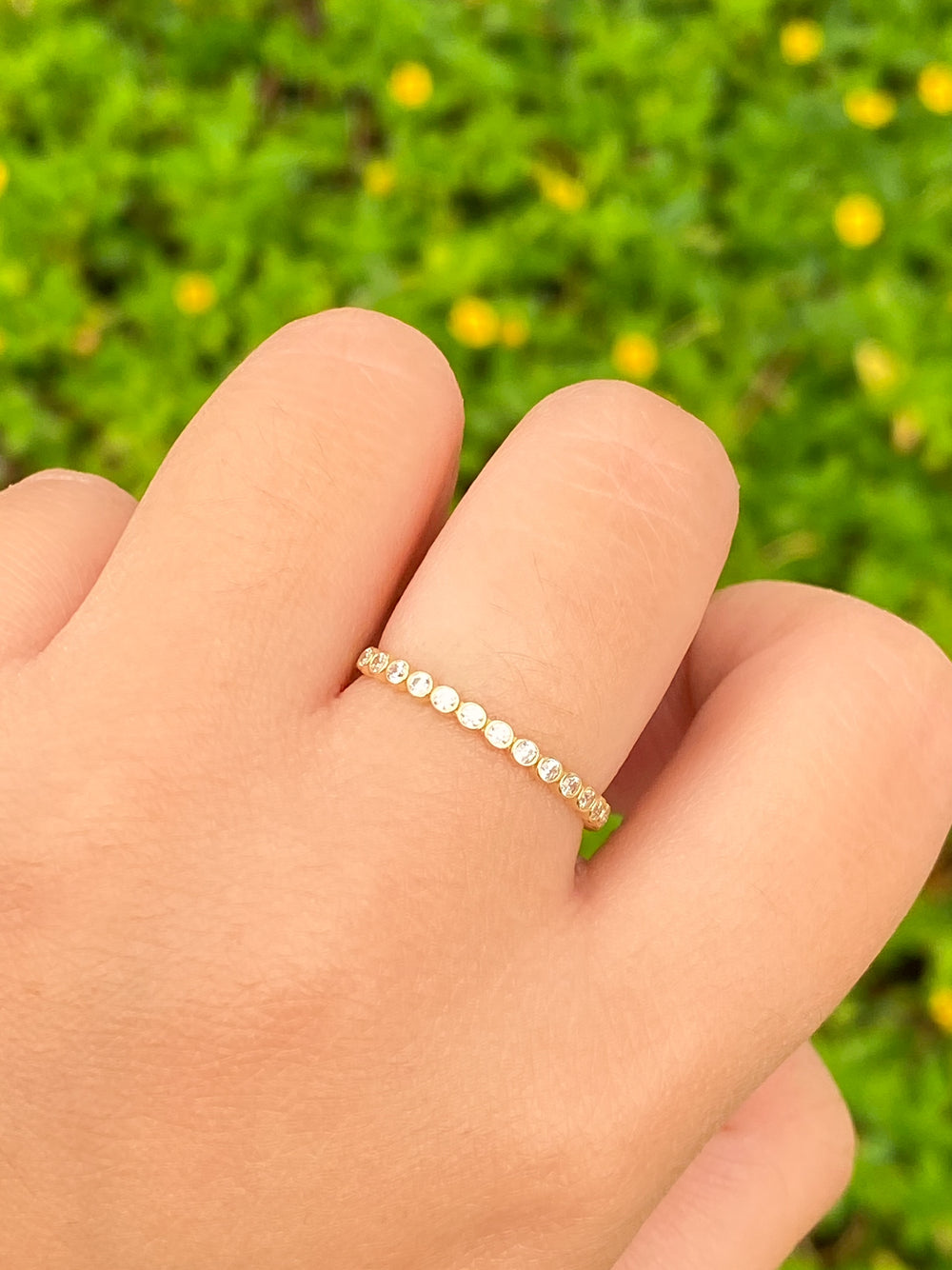 Anillo Churumbela Zirconias Redondas Oro 14k