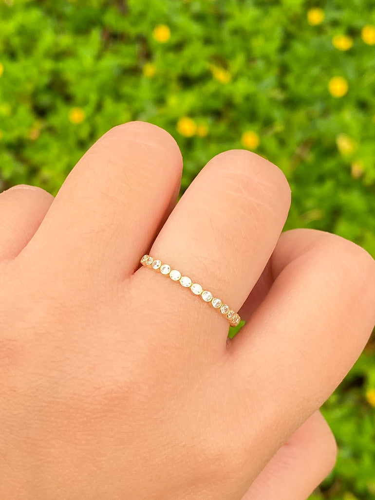 Anillo Churumbela Zirconias Redondas Oro 14k