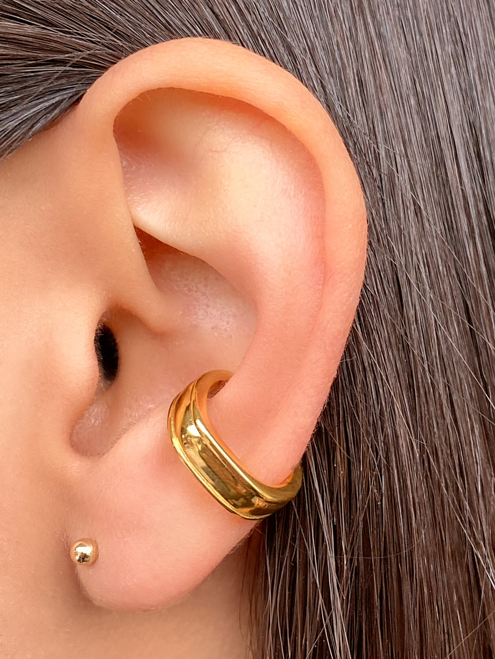 Set Ear Cuff Grueso Con Gota Zirconia