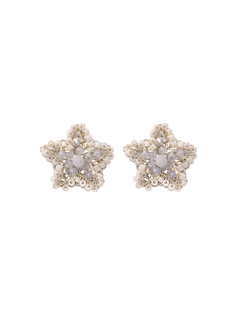 Par Arete Estrella Blanca Tejida