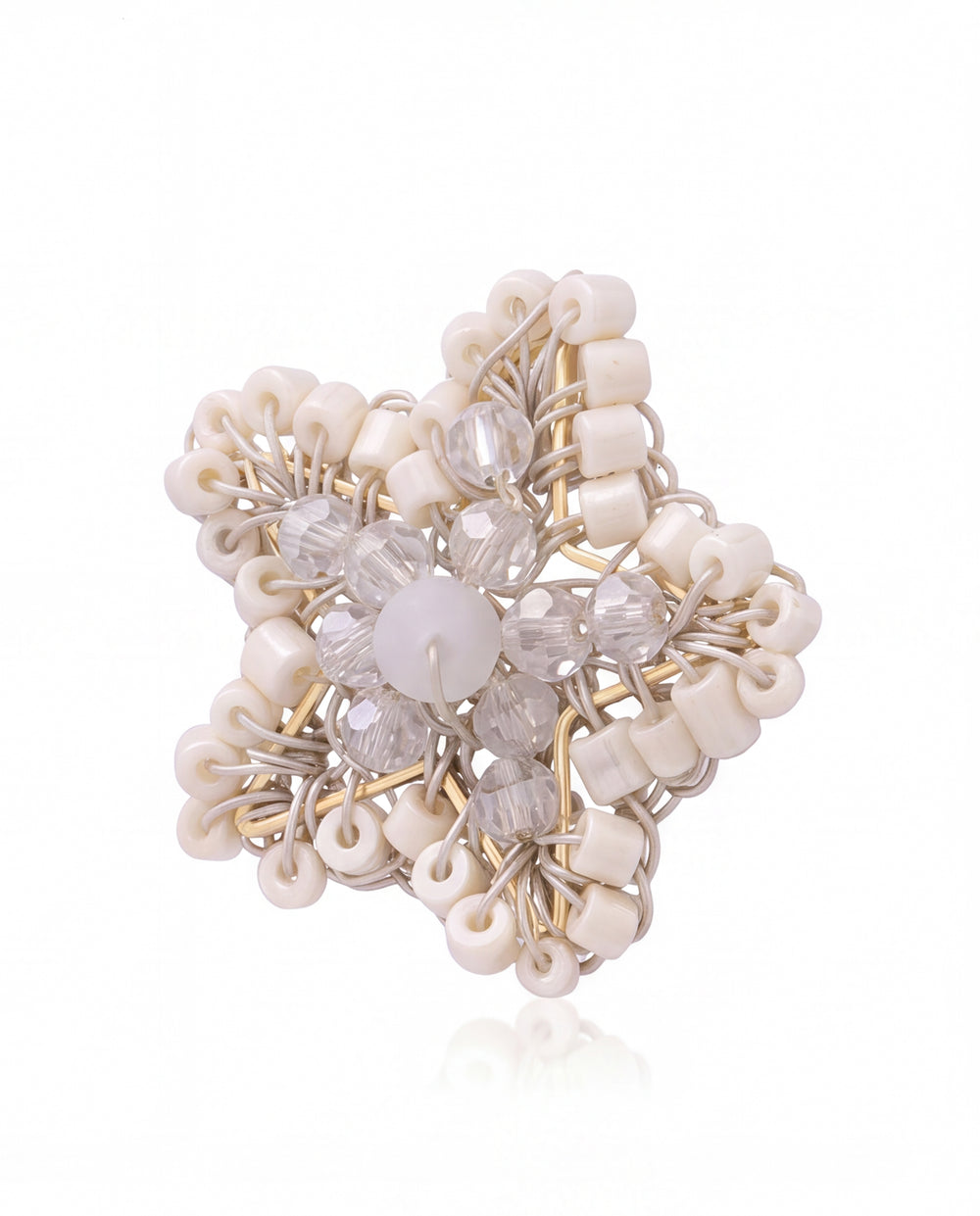 Par Arete Estrella Blanca Tejida