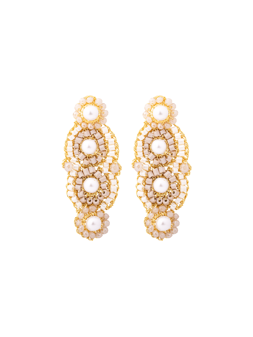 Par Arete Cuatro Circulos Con Perla