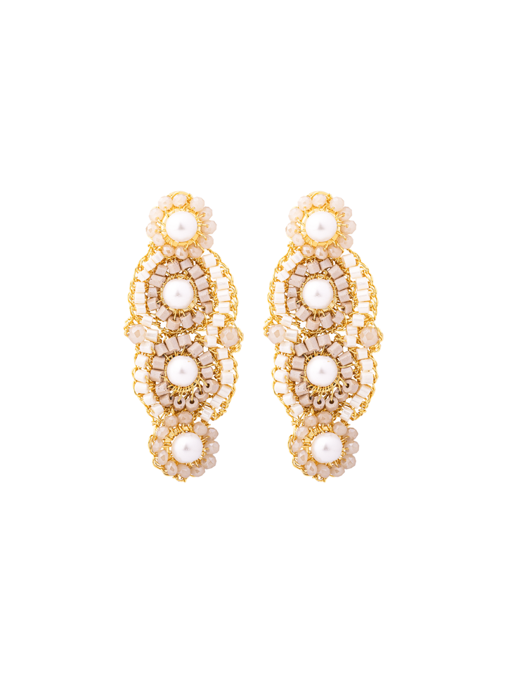 Par Arete Cuatro Circulos Con Perla