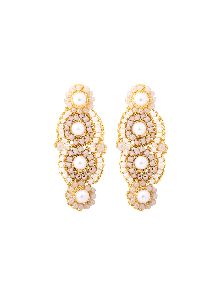 Par Arete Cuatro Circulos Con Perla