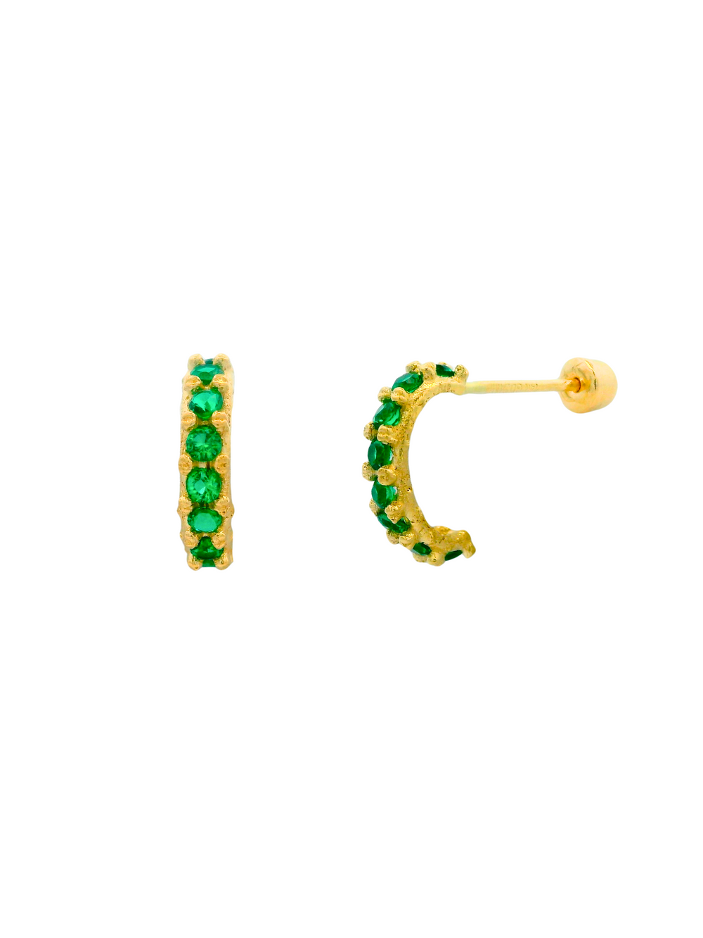 Semi Arracada Mini Con Zirconias Oro 14k