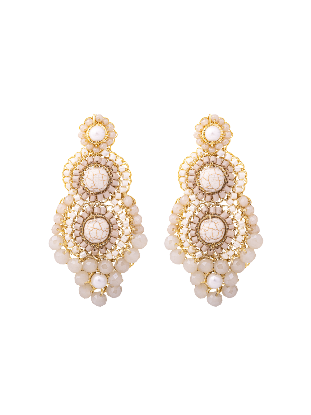 Par Arete Flor Con Triple Circulo