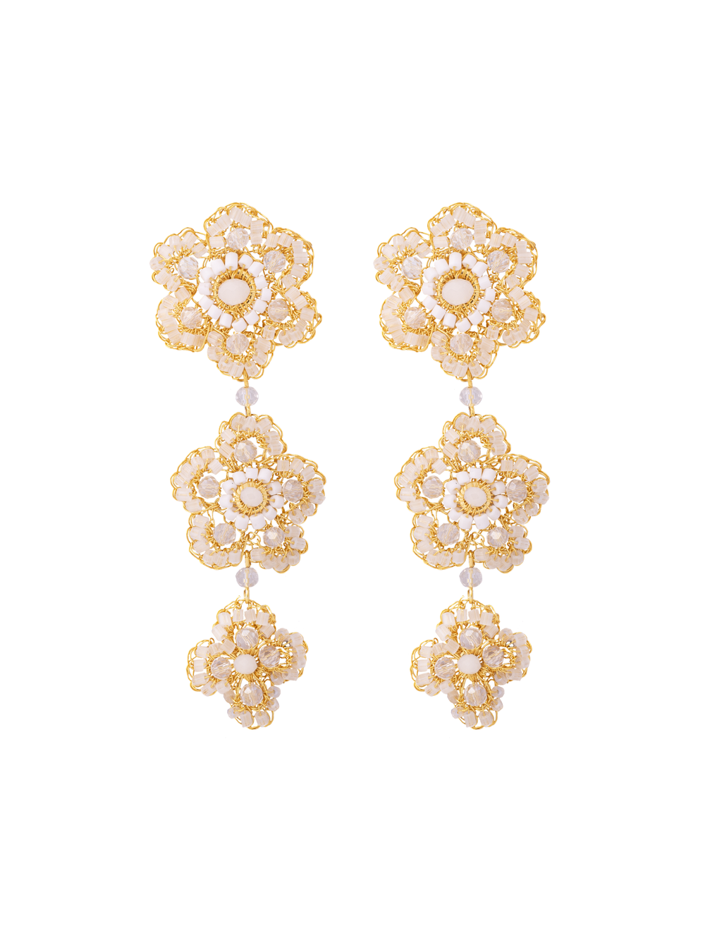 Par Arete Largo Triple Flor