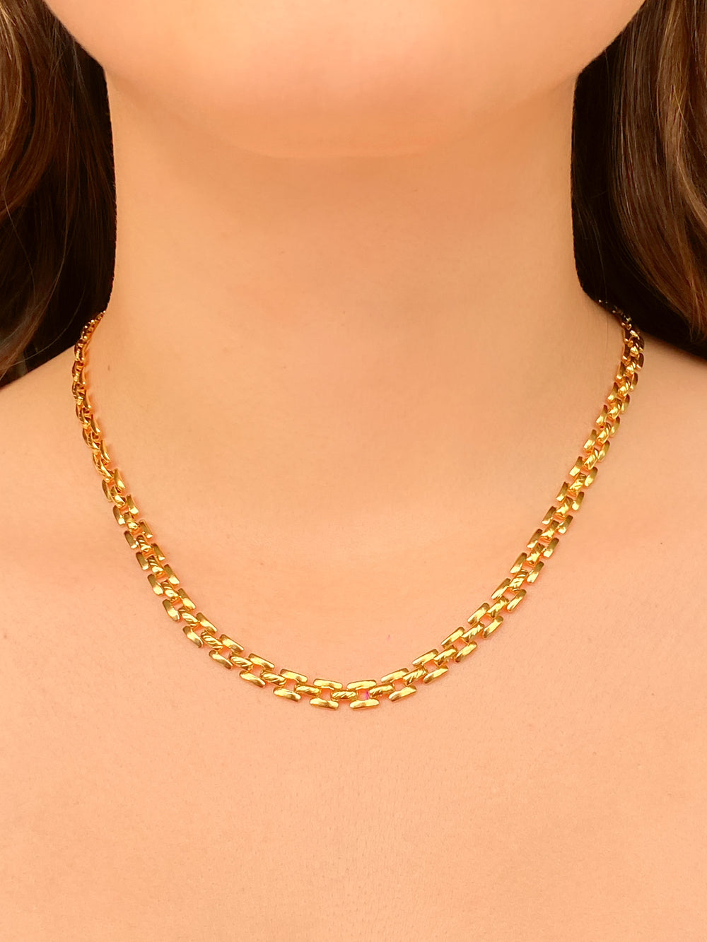 Collar Eslabon Cuadrado Tejido