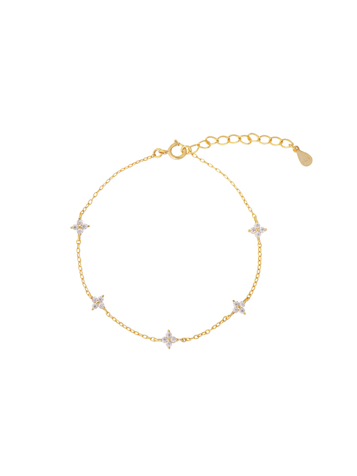 Pulsera Flores Cuatro Petalos Zirconias