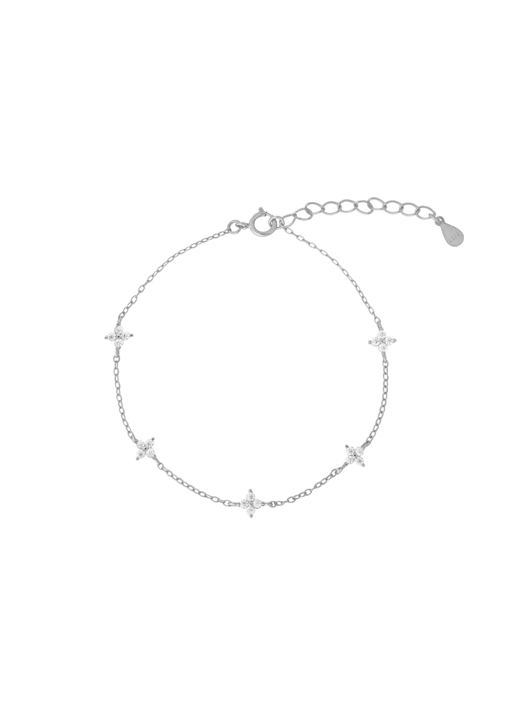 Pulsera Flores Cuatro Petalos Zirconias