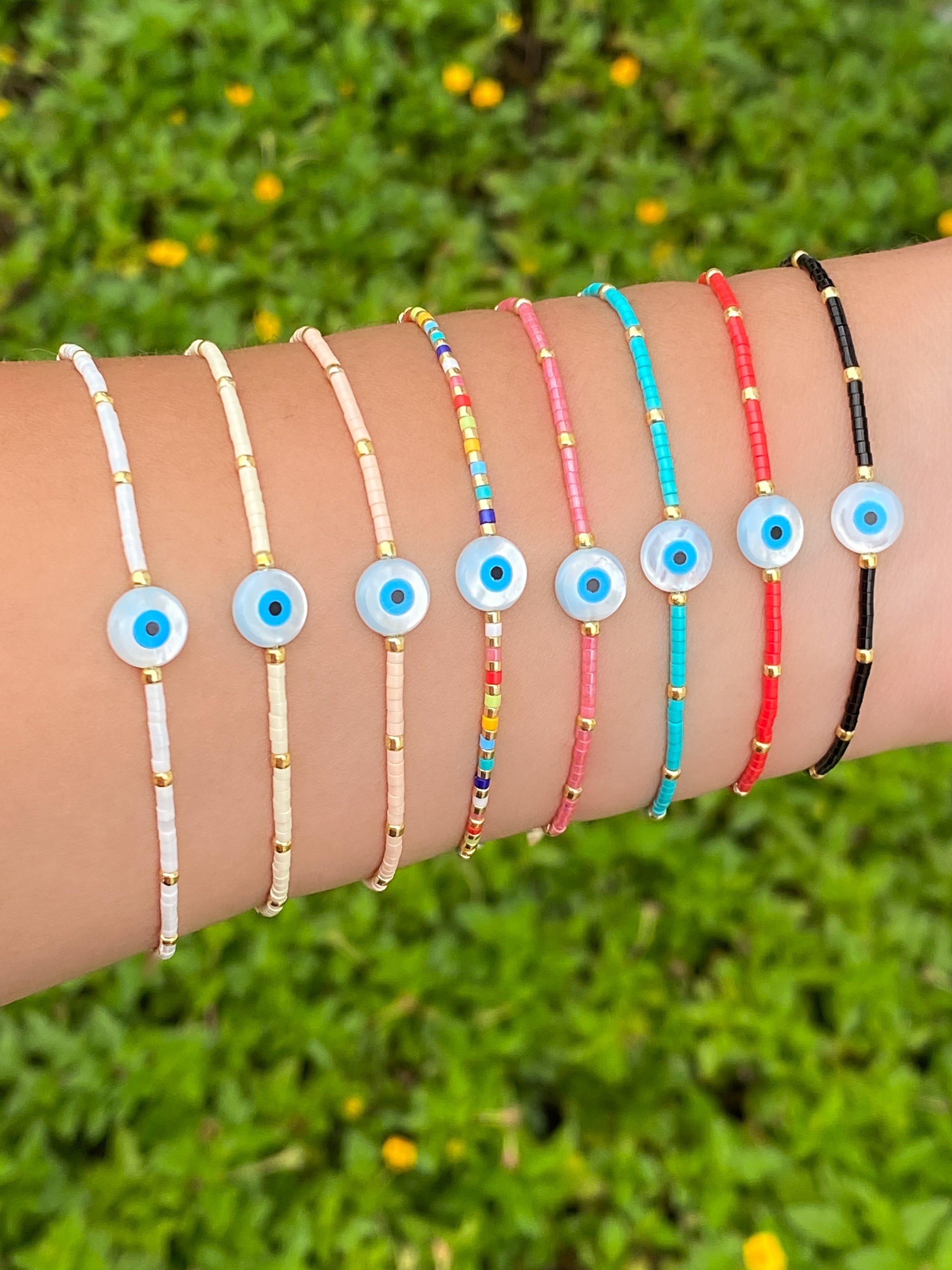 Pulsera Chaquiras Con Ojo Transparente