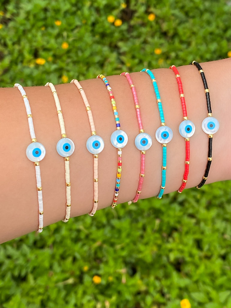Pulsera Chaquiras Con Ojo Turco