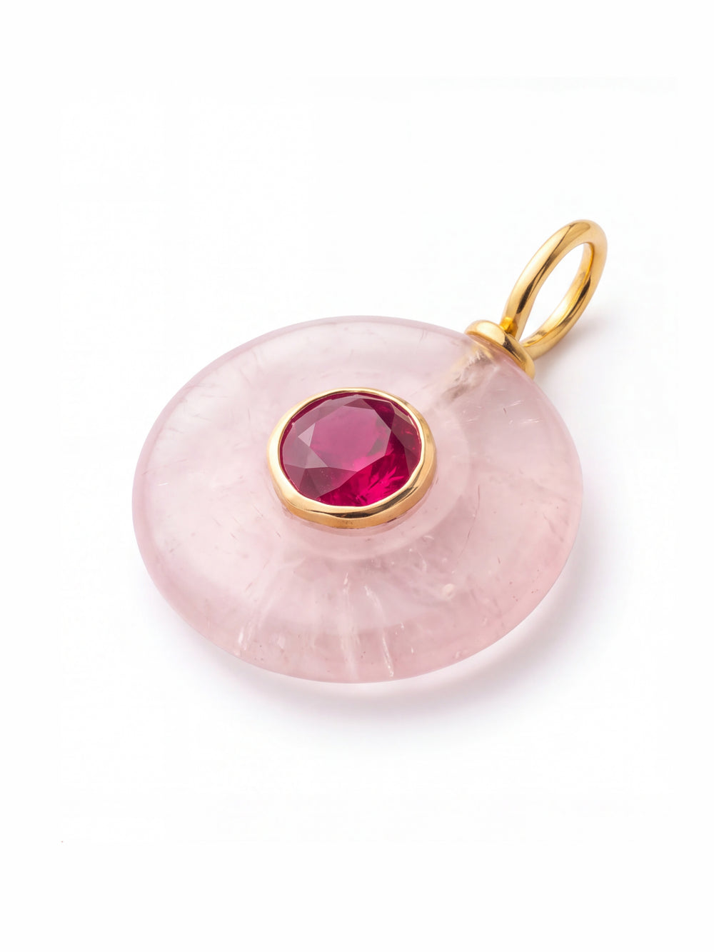 Dije Redondo Piedra Cuarzo Rosa