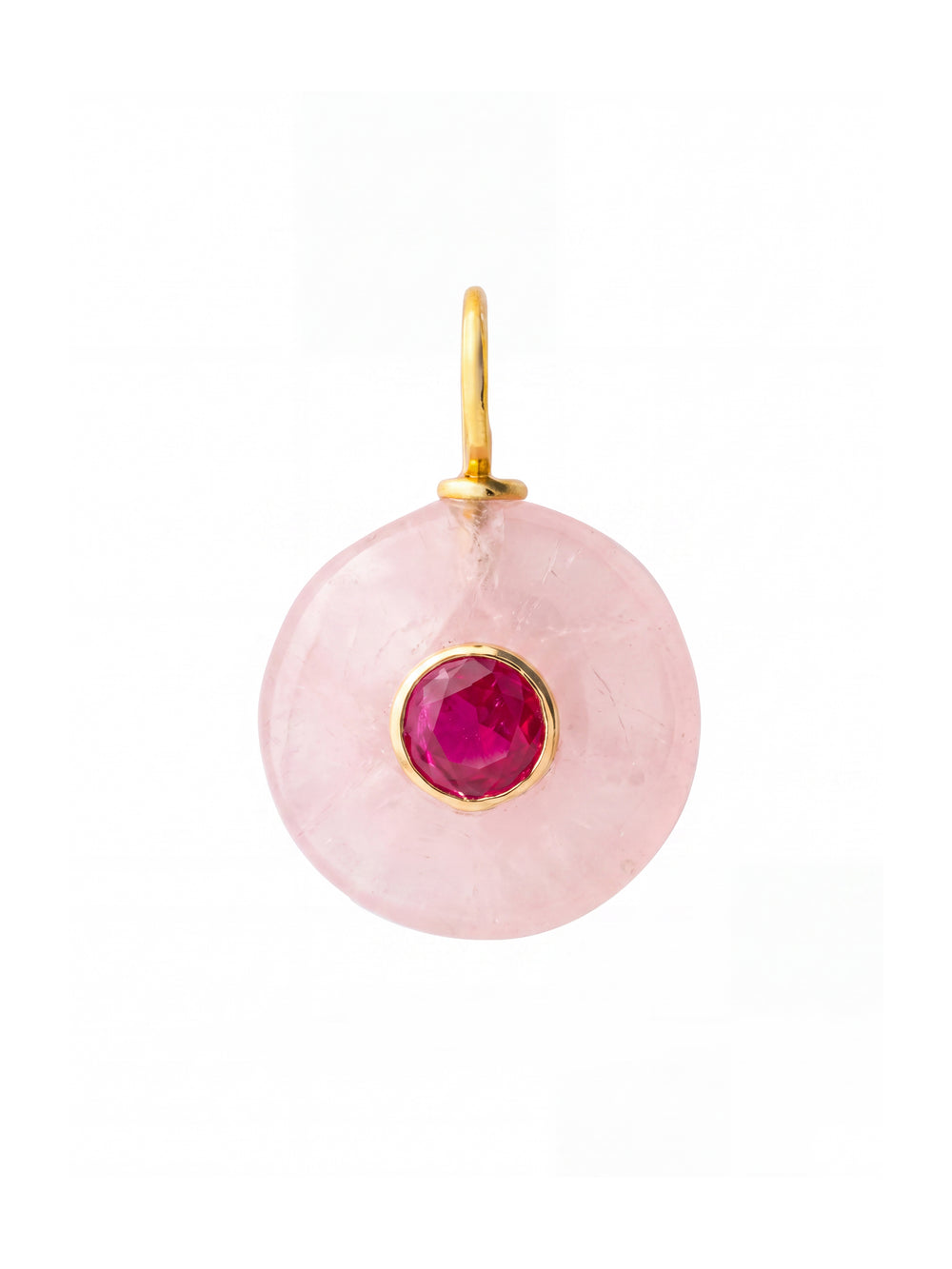 Dije Redondo Piedra Cuarzo Rosa