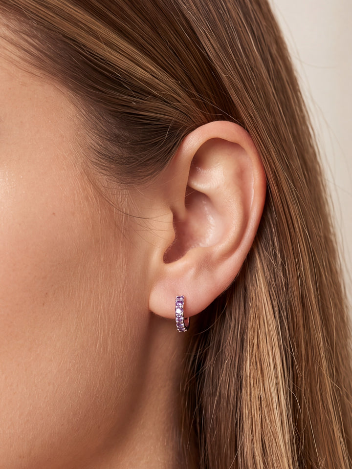 Par Arracada Zirconias Birthstone Plateada