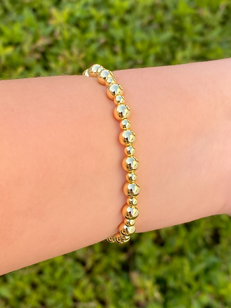 Pulsera Bolitas Doradas Intercaladas