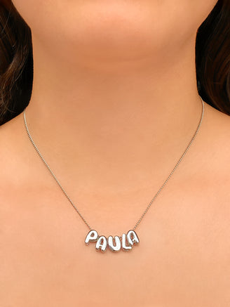 Personaliza Tu Collar Con Inicial Mini Bubble Plateado