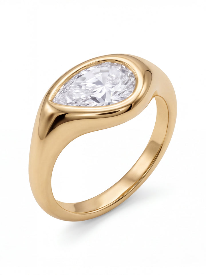 Anillo Grueso Corte Pera 1 Ct Diamante Lab Grown