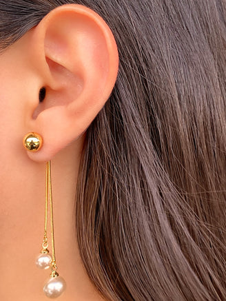 Par Arete Bolita Doble Tira Con Perla