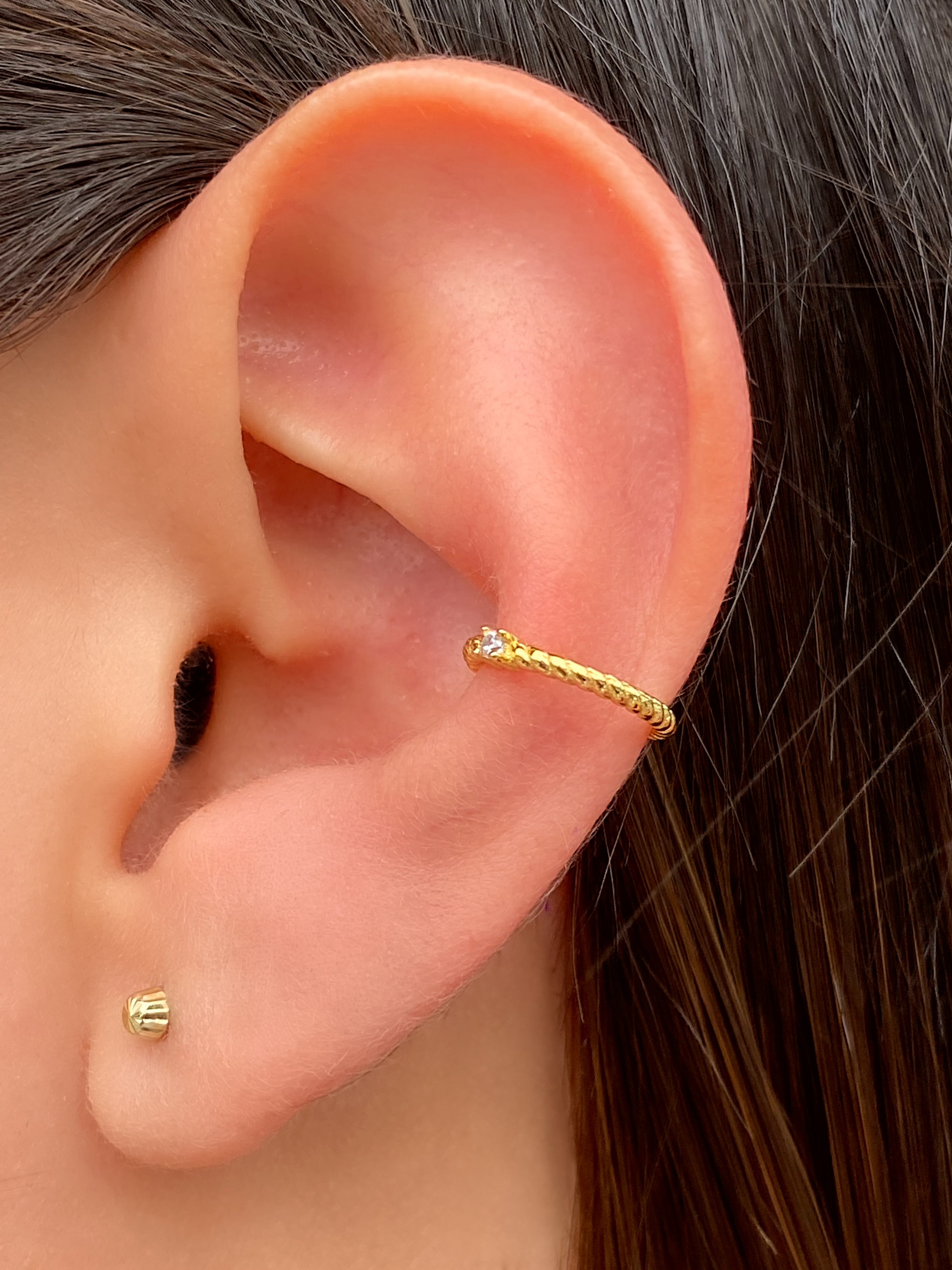 Ear Cuff Trenzado Con Mini Zirconia