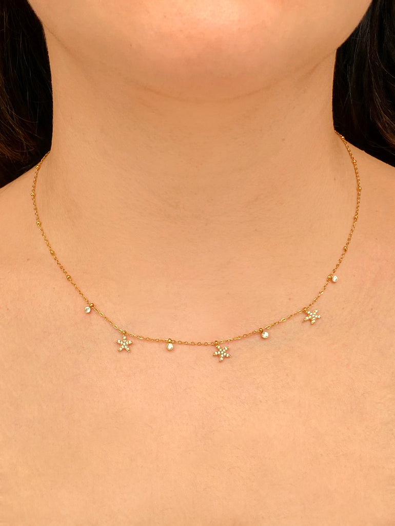 Collar Dijes Estrella De Mar Y Zirconias