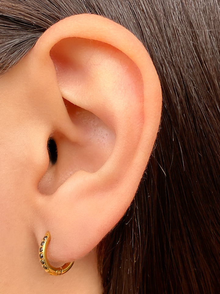 Par Arracada Zirconias Negras 11 mm