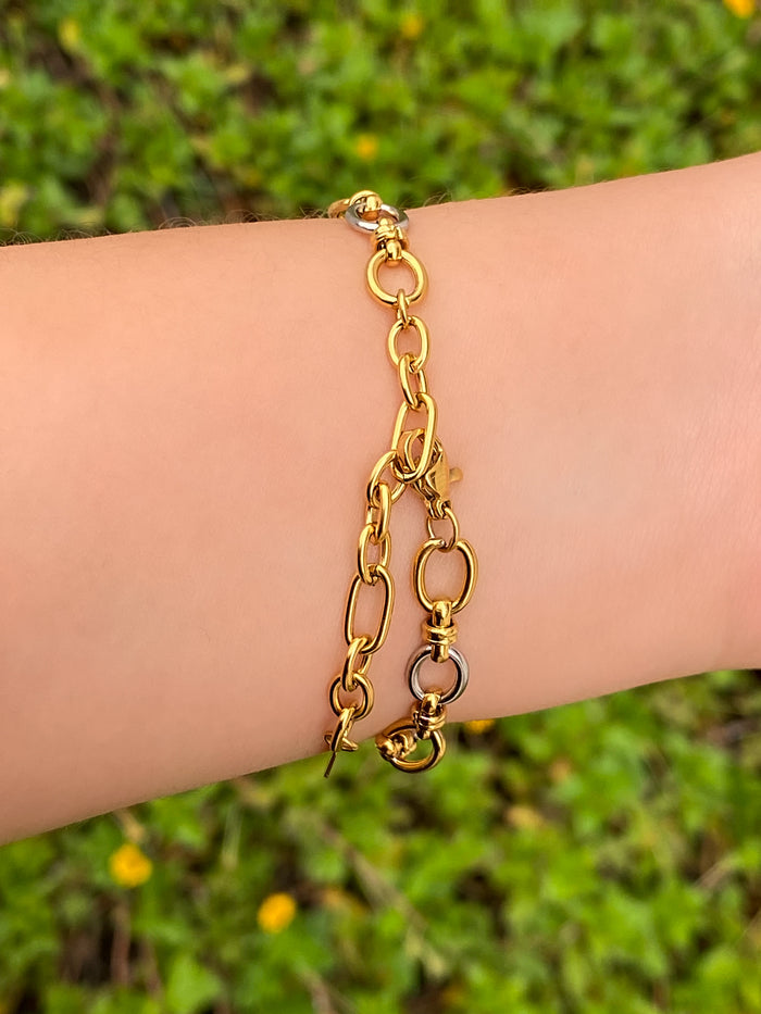 Pulsera Eslabones Combinados Ovalados
