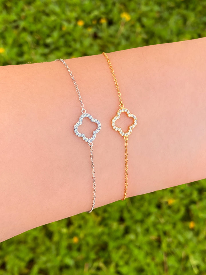 Pulsera Contorno Trebol Zirconias