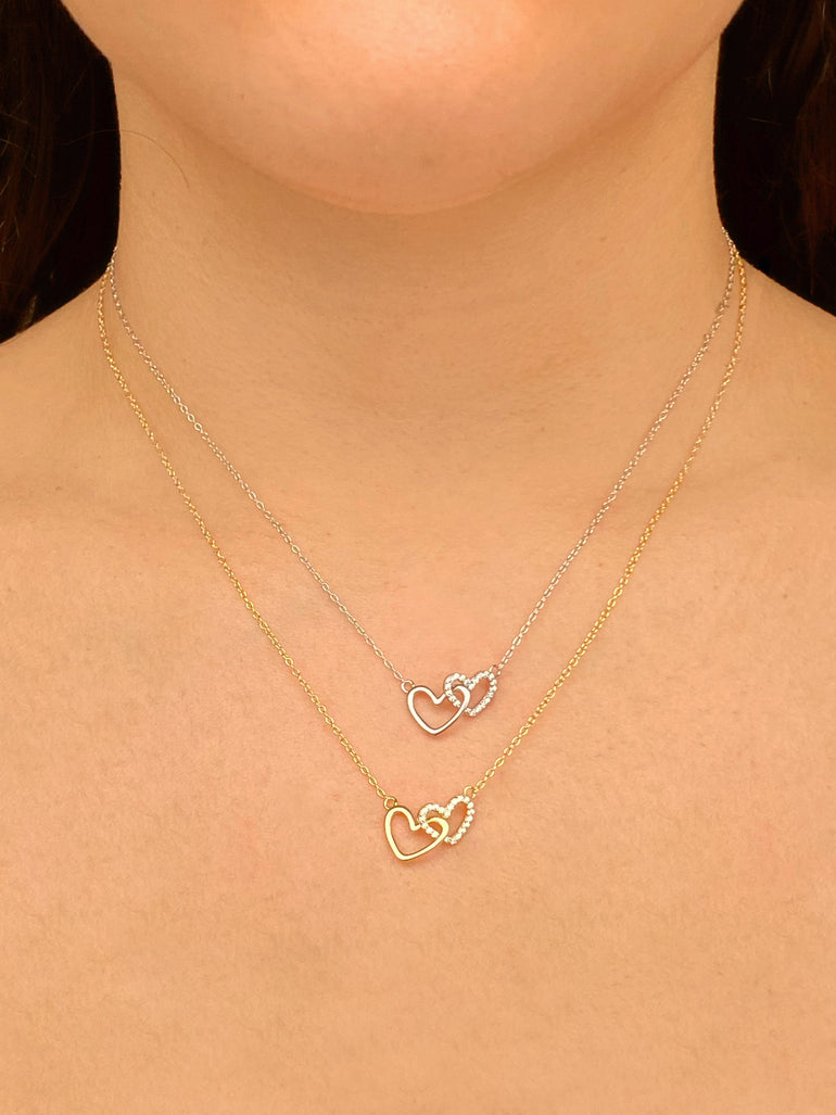 Collar Dije Doble Corazon Enlazado