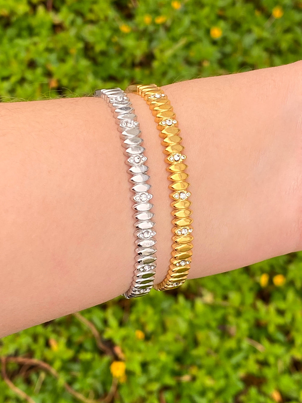 Brazalete Ovalos Con Zirconias 6 mm