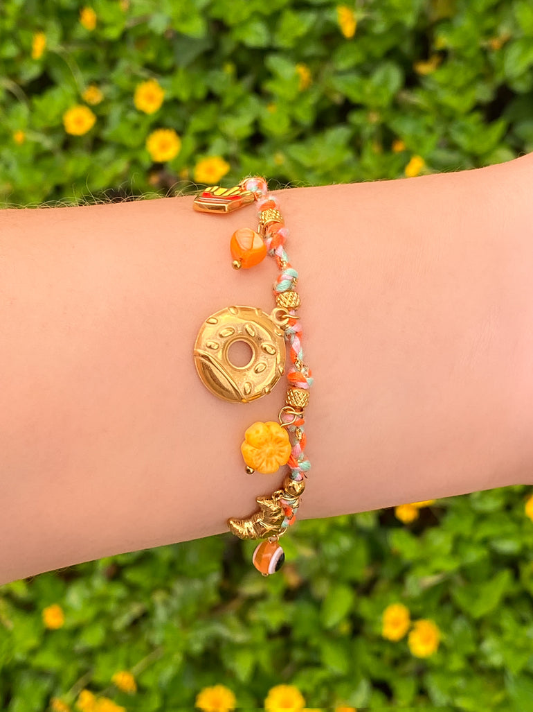 Pulsera Con Dijes Comida Dona y Papas