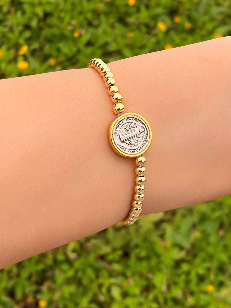 Pulsera San Benito Bolitas Doradas