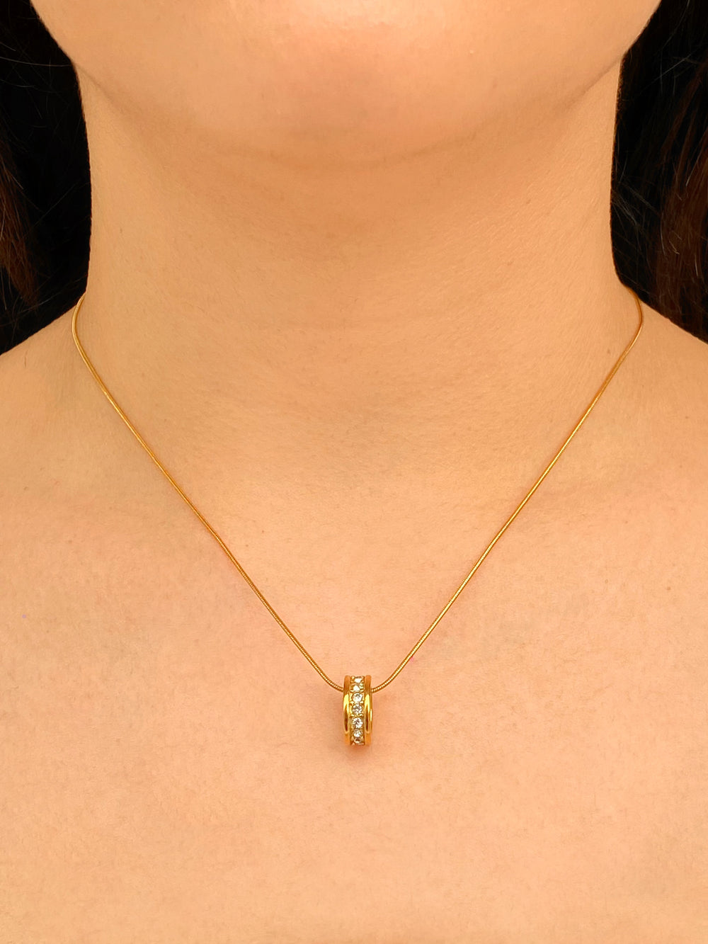 Collar Con Dije Cilindro Zirconia
