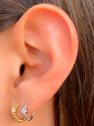 Arracada Bolitas Con Zirconia Blanca 10 mm