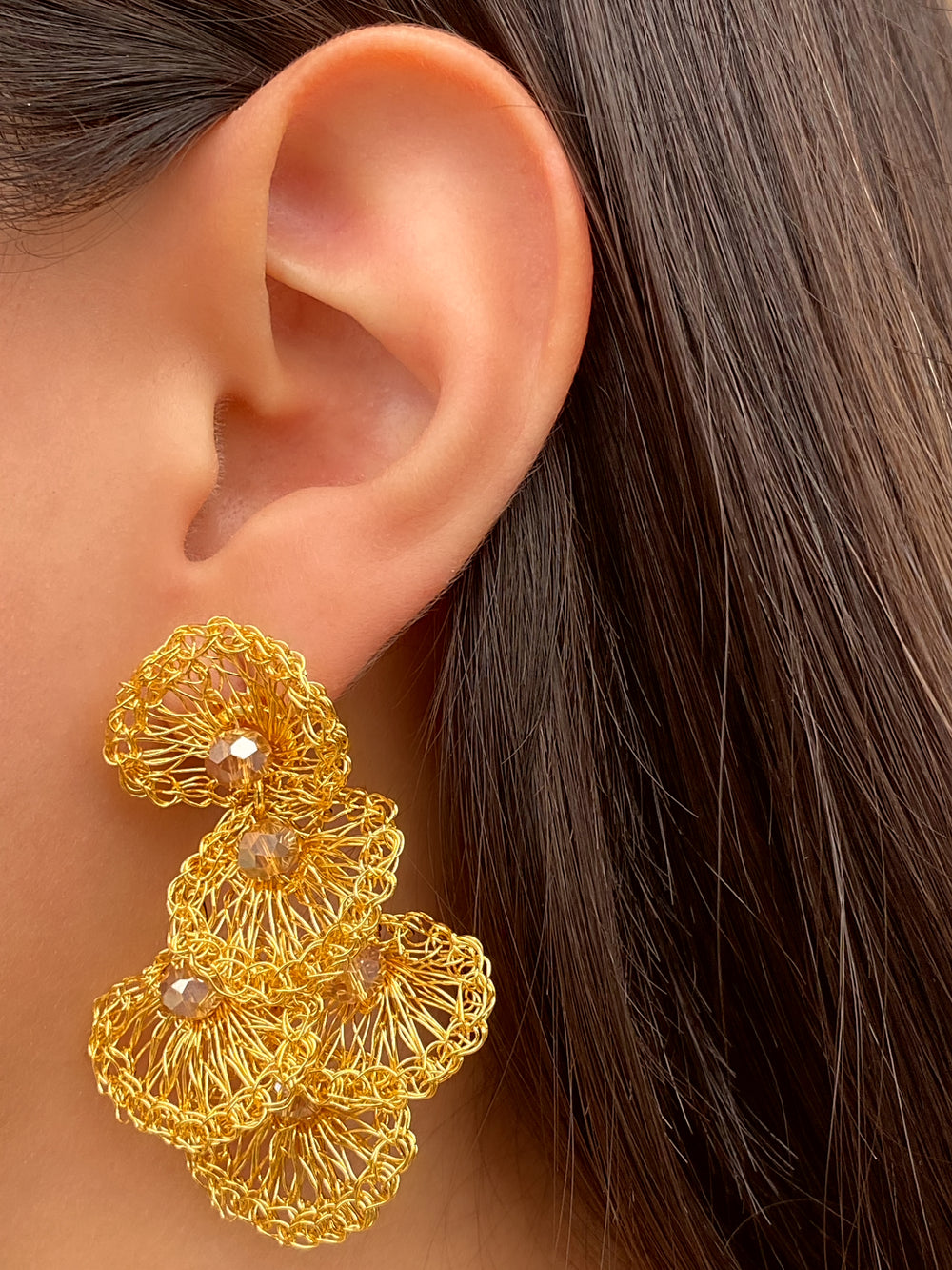 Par Arete Flor Con Piedra