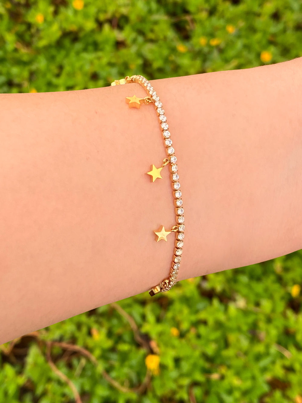 Pulsera Zirconias Con Estrellas Colgantes