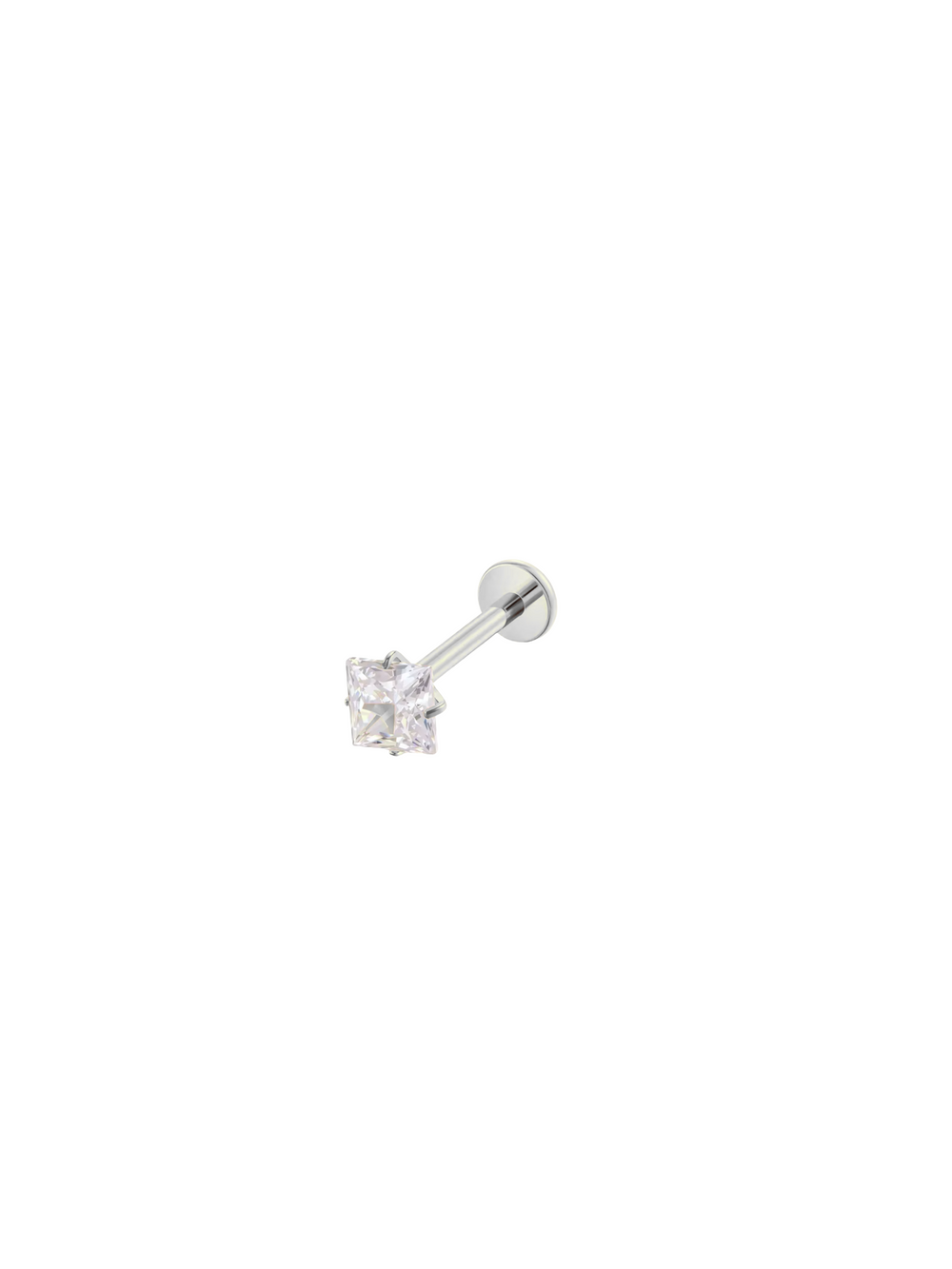 Aretes Zirconia Cuadrada Primera Perforacion Titanio