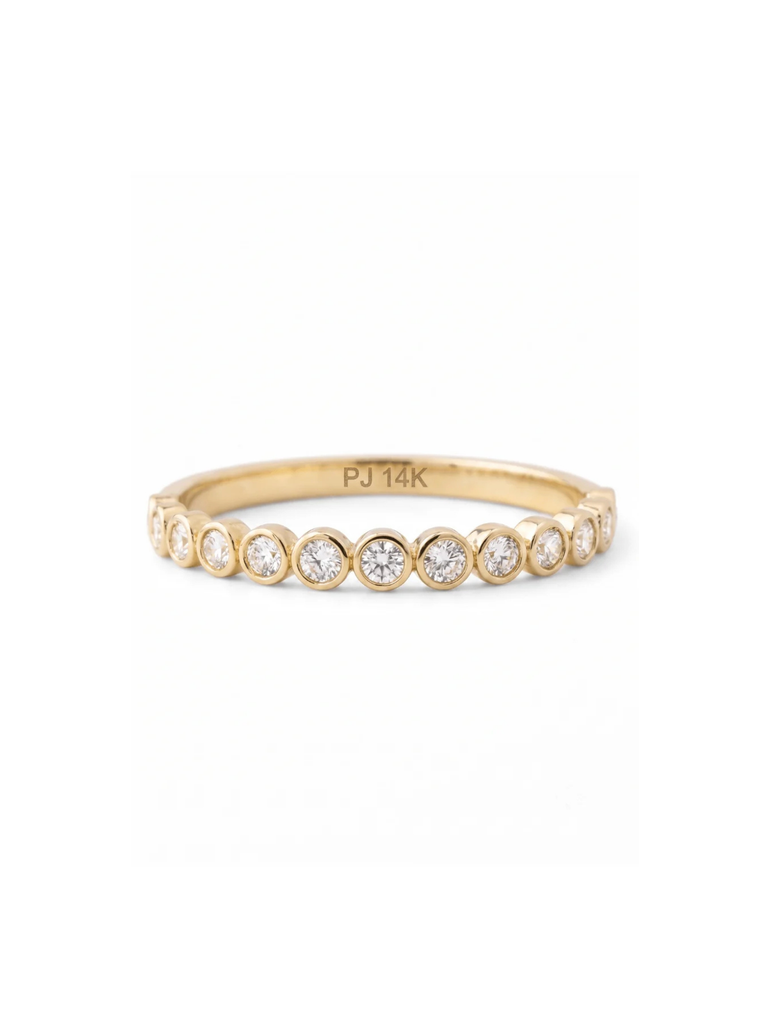 Anillo Churumbela Zirconias Redondas Oro 14k