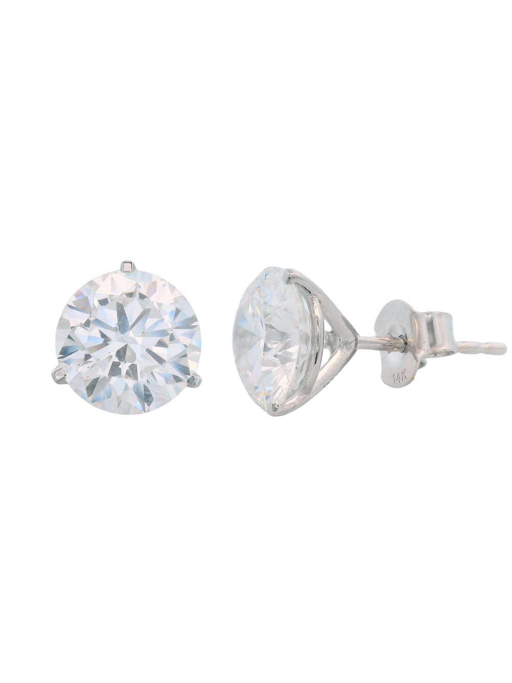 Par Aretes 4 Ct Round Diamantes Lab Grown