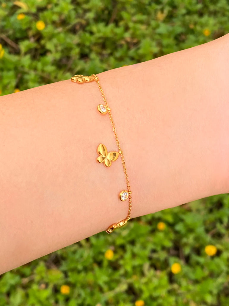 Pulsera Con Tres Mariposas