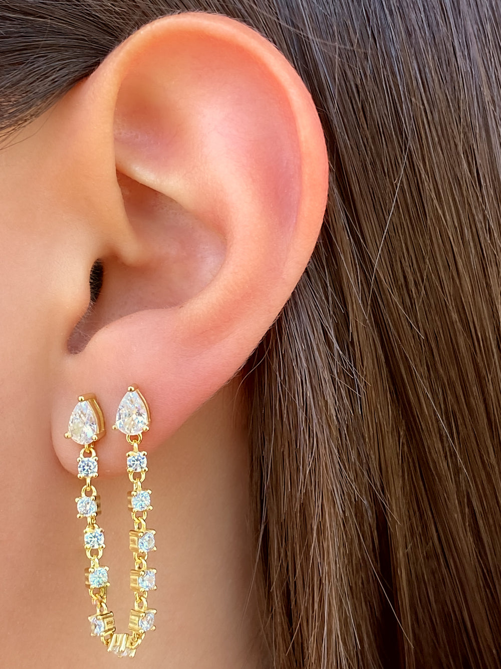 Arete Con Cadena Zirconias