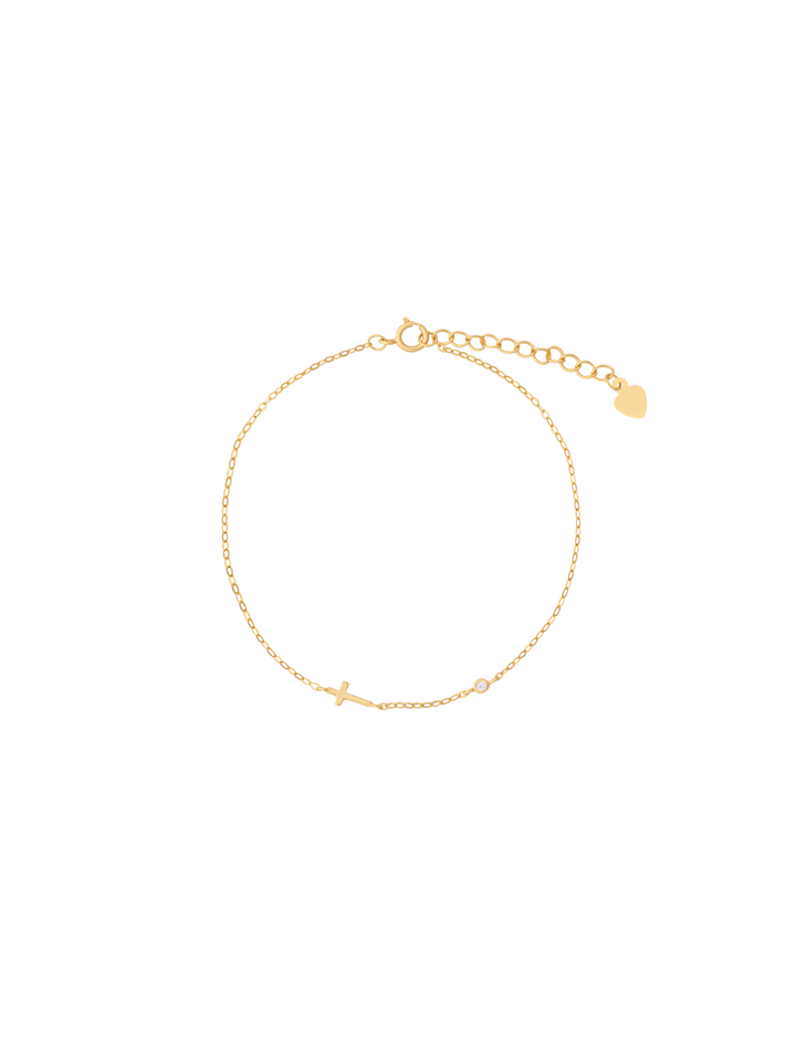 Pulsera Con Mini Cruz y Zirconia