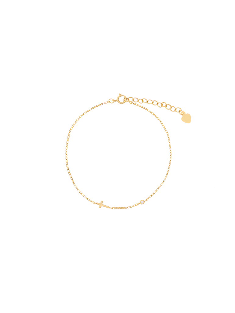 Pulsera Con Mini Cruz y Zirconia