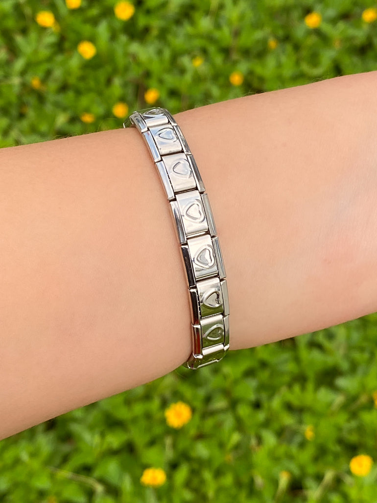 Pulsera Italiana Con Contorno Corazon