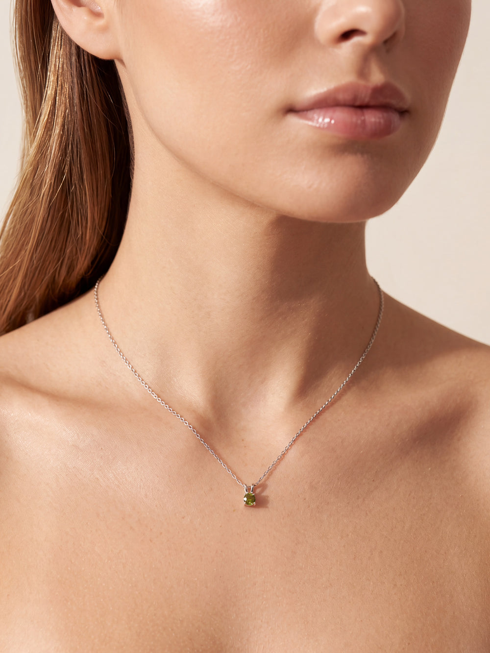 Collar Plateado Dije Zirconia Birthstone