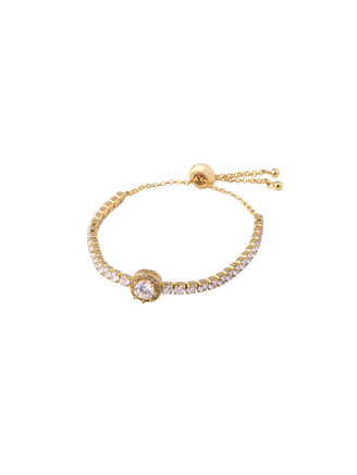 Pulsera Ajustable Con Zirconia Redonda