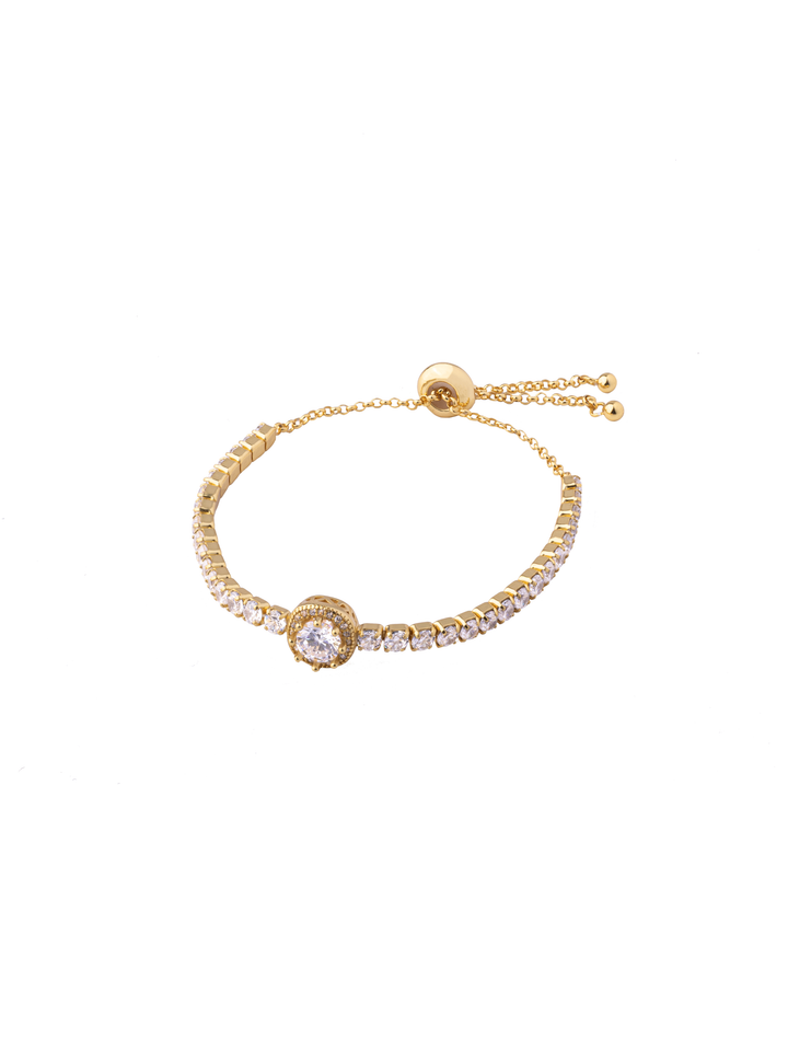 Pulsera Ajustable Con Zirconia Redonda