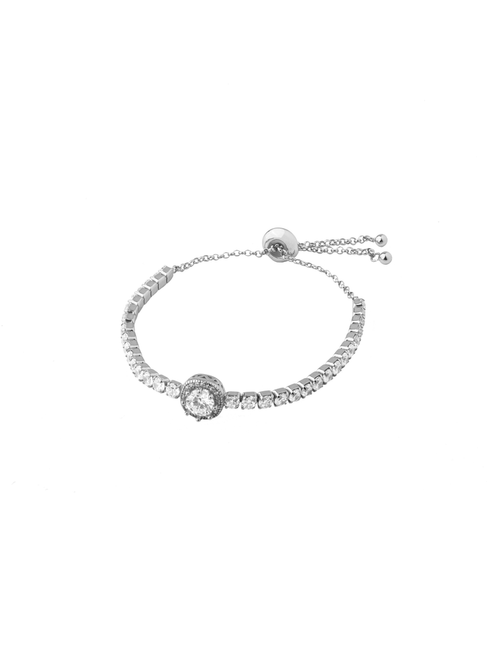 Pulsera Ajustable Con Zirconia Redonda