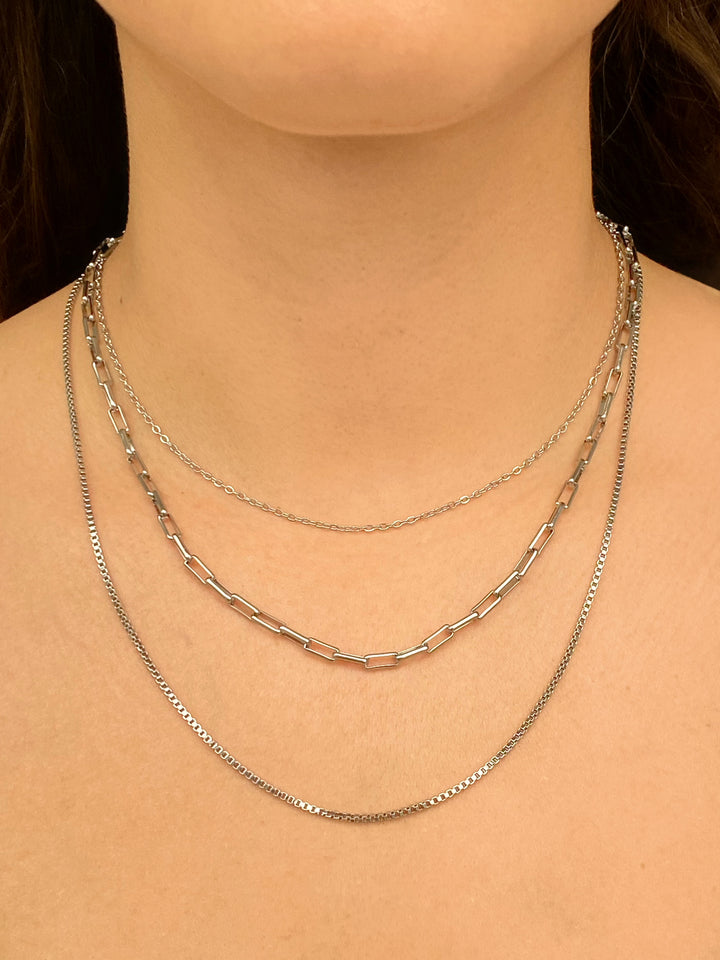 Collar Triple Con Cadena Eslabon